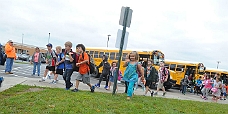 FirstDayOfSchoolPostStar.jpg Thomas Getting Off Bus (Post Star Newspaper Picture)